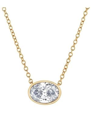 Brilliant Diamond 1 Carat Oval Lab Grown Diamond Pendant Necklace Set - Metallic