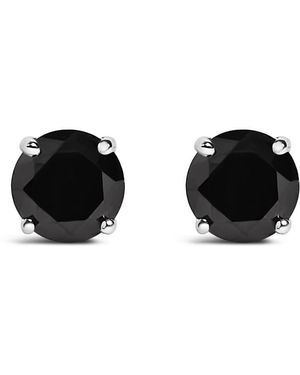 Haus of Brilliance 925 Sterling 3/4 Cttw Diamond Solitaire Stud Earrings - Black