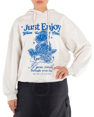 SJYP Monocolor Dino Fleece Hoodie - Blue