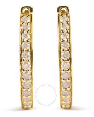 Haus of Brilliance 10K 1/2 Cttw Round-Cut Diamond Hoop Earrings (I-J Color, I2-I3 Clarity) - Metallic