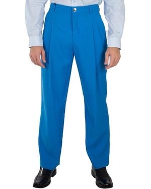 Burberry Vivid Wool Tailored Trousers, Brand Size 54 (Waist - Blue