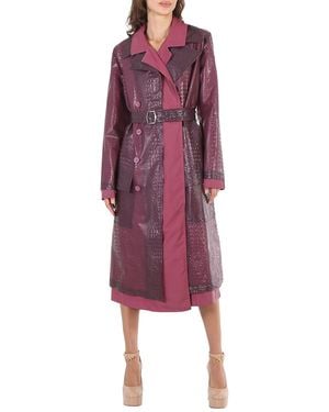 Sies Marjan Devin Embossed Double Belted Reflective Trench Coat, Brand - Purple