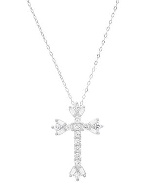 Kylie Harper Sterling Vintage Floral Cz Cross Pendant - Metallic