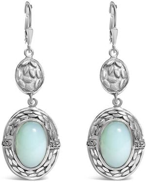 Haus of Brilliance 925 Sterling Chalcedony Diamond Accent Drop And Dangle Earring (K-L Colour, I1-I2 Clarity) - Blue