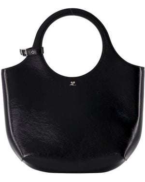 Courreges Leather Top Handle Bag - Black