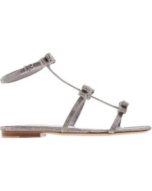 Ferragamo Ferragamo Bow Crystal Embellished Sandals, Size 7 C - Brown