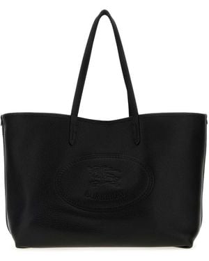 Burberry Leather Medium Highlands Shopping Bag - Black