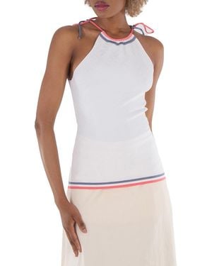 Fendi Intarsia-Knit Halterneck Sleeveless Top, Brand Size 42 (Us - White