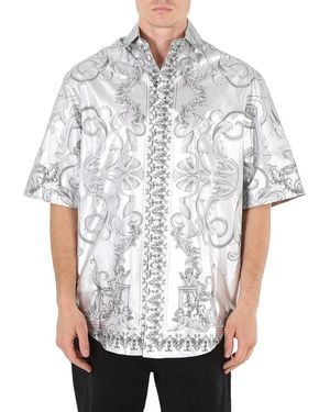 Versace Baroque Silk Shirt, Brand Size 46 (Us - Grey
