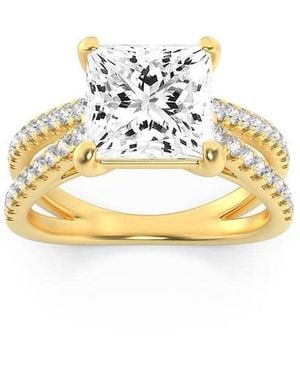 Mure And Co 2Ctw Princess Shaped Lab Grown Diamond (F/Vs) Cross Shank Accented Engagement Ring - Metallic