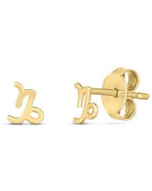 Tresorra 14K Capricorn Stud Earrings - Metallic