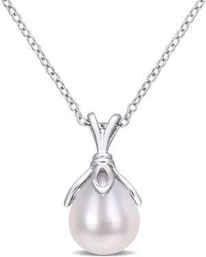 Amour 8.5-9Mm Freshwater Cultured Pearl Drop Pendant With Chain - Metallic