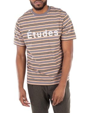 Etudes Studio Striped Patterned Wonder T-Shirt - Grey