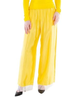 Burberry Wide-Leg Silk Satin Pants, Brand Size 08 (Us - Yellow