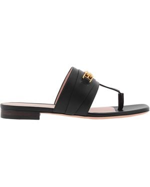Bally Dorely Leather Flat Sandals - Black