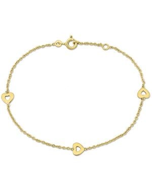 Amour Enamel Heart Charm Rolo Chain Link Bracelet - Metallic