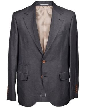 Brunello Cucinelli Wool Linen Blend Suit, Brand Size 50 (Us - Gray
