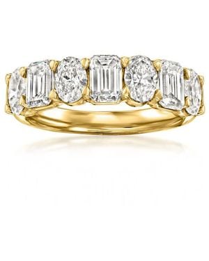 Brilliant Diamond 3 Carat Oval & Emerald Lab Grown Diamond Wedding Band - Metallic