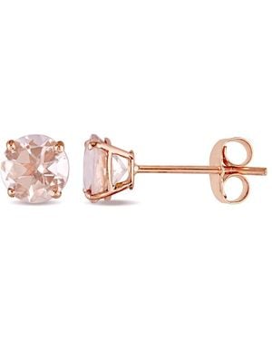 Amour 1 Ct Tgw Morganite Solitaire Stud Earrings - Pink