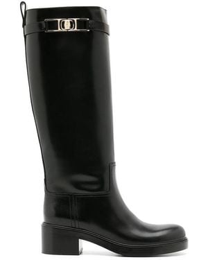 Ferragamo Gancini 55Mm Knee Boots - Black