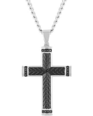 Robert Alton 08 Ctw Stainless Steel And Finish Diamond Cross Pendant - Metallic