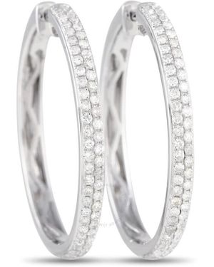 LB Exclusive 14K 1.0Ct Diamond Hoop Earrings - White