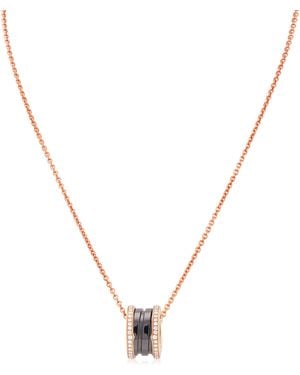 BVLGARI B.Zero1 18K Rose Diamond Pendant Necklace - Metallic