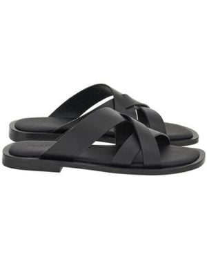 Ferragamo Venice Cross-Strap Leather Sandals - Black