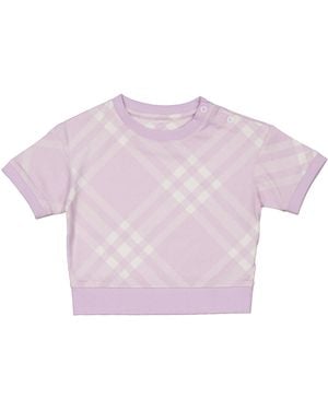 Burberry Toddler Check Print Cotton Jersey T-Shirt - Purple