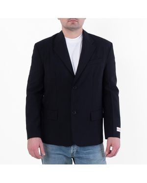 Marni Logo Embroidered Single Breasted Blazer, Brand Size 48 Us - Blue
