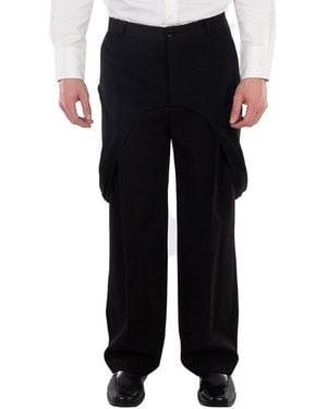 Burberry Panel Detail Wool Tailored Pants, Brand Size 48 (Waist - Black