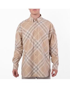 Burberry Check Cotton Shirt - Natural