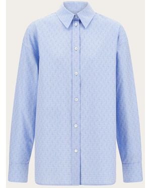 Ferragamo Monogram Cotton Oxford Shirt - Blue