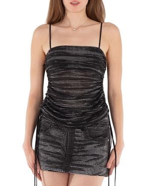 T By Alexander Wang Crystal-Embellished Hotfix Cami Top - Black