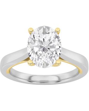 Mure And Co 2Ctw Oval Shaped Lab Grown Diamond (F/Vs) Two Tone Twisted Basket Cathedral Shank Solitaire Ring - Metallic
