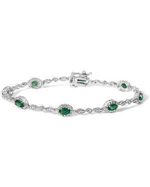 Haus of Brilliance 10K Oval Emerald & Diamond Alternating Link Bracelet - Metallic