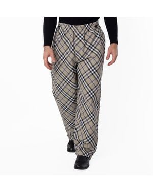 Burberry Ekd Check Wide-Leg Pants - Gray