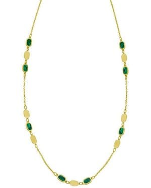 Tresorra 14K Hexagon Malachite Inlay Links Necklace - Metallic