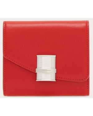 Ferragamo Fiamma Compact Wallet - Red