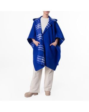 Burberry Vintage Check Reversible Cashmere Cape - Blue