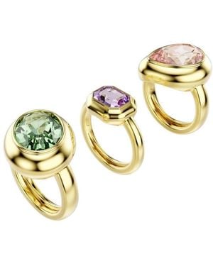Swarovski Gema-Tone Plated Set Of 3 Rings - Metallic