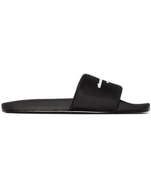 T By Alexander Wang Logo-Print Flat Slides, Brand Size 40 - Black