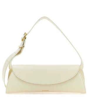 Jil Sander Curved Flap Leather Shoulder Bag - Natural