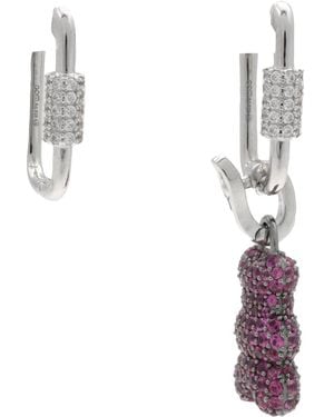 Apm Monaco Asymmetric Yummy Bear Hoop Earrings - White
