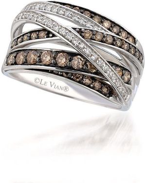 Le Vian Ladies Vanilla And Chocolate Gladiator Rings Set - White