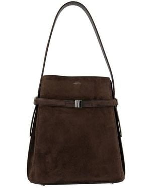 TOTEME Belted Calfskin Shoulder Bag - Brown
