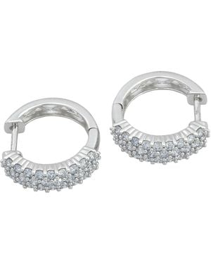 Brilliant Diamond 1.00 Cttw Multi-Row Round-Cut Lab Grown Diamond Hoop Earrings For - Metallic
