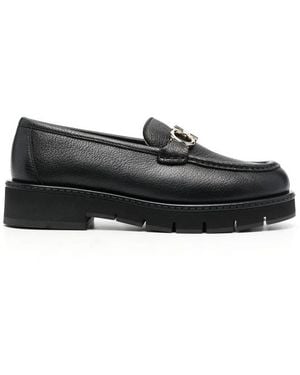 Ferragamo Buckle-Detail Leather Loafers - Black