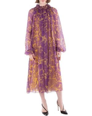 Burberry Rose Print Silk Dress, Brand Size 8 Us - Pink