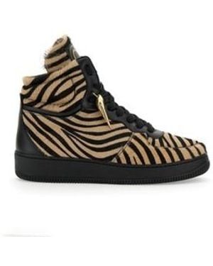 Roberto Cavalli Tiger Stripe High-Top Trainers, Brand Size 39 Us - Black